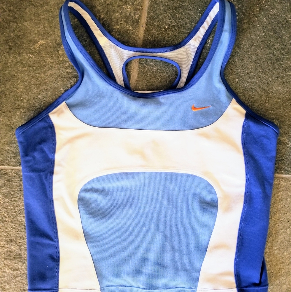Nike DRI-FIT Sports bra crop tank top athletic wear Blue, Size L 12-14